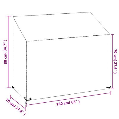 vidaXL Prevleka za vrtno klop 8 obročkov 160x70x70/88 cm polietilen