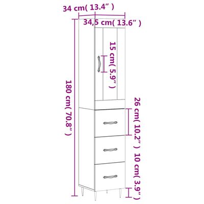 vidaXL Visoka omara sonoma hrast 34,5x34x180 cm inženirski les