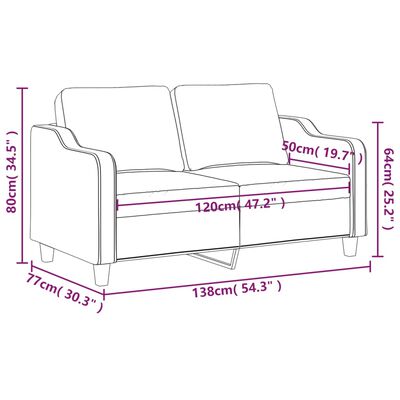 vidaXL Kavč dvosed krem 120 cm blago