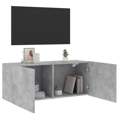 vidaXL Stenska TV omarica betonsko siva 100x30x41 cm