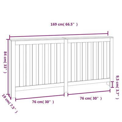 vidaXL Pokrov za radiator črna 169x19x84 cm trdna borovina