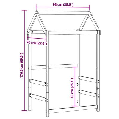 vidaXL Streha za otroško posteljo 98x70x176,5 cm trdna borovina