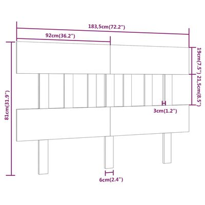 vidaXL Posteljno vzglavje belo 183,5x3x81 cm trdna borovina