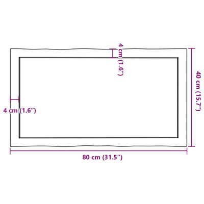 vidaXL Mizna plošča te. rjava 80x40x(2-4) cm obdelana trdna hrastovina