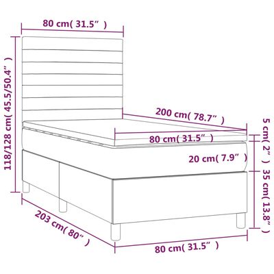 vidaXL Box spring postelja z vzmetnico svetlo siva 80x200 cm blago