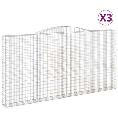 vidaXL Obokane gabion košare 3 kosa 400x30x200/220 cm pocinkano železo