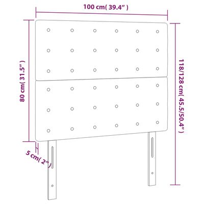 vidaXL LED posteljno vzglavje temno sivo 100x5x118/128 cm žamet