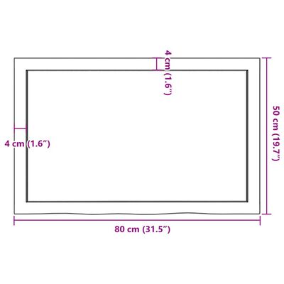 vidaXL Mizna plošča 80x50x(2-6) cm neobdelana trdna hrastovina