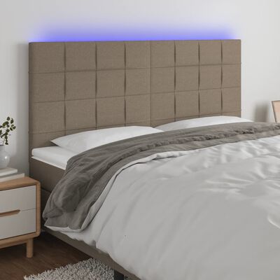 vidaXL LED posteljno vzglavje taupe 160x5x118/128 cm blago