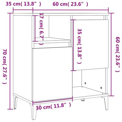 vidaXL Komoda 3 kosa betonsko siva 60x35x70 cm inženirski les