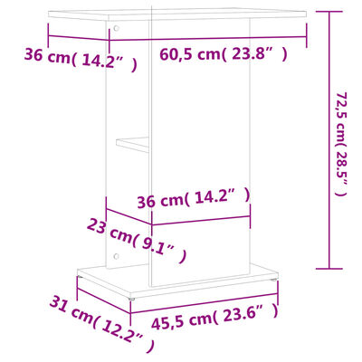 vidaXL Stojalo za akvarij siva sonoma 60,5x36x72,5 cm inženirski les