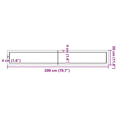 vidaXL Stenska polica svetlo rjava 200x30x(2-4) cm trdna hrastovina