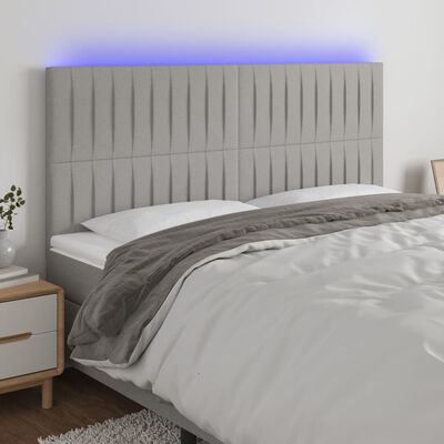 vidaXL LED posteljno vzglavje svetlo sivo 180x5x118/128 cm blago