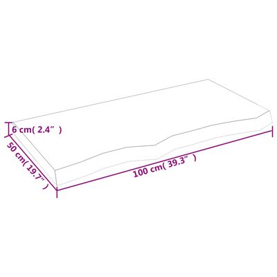 vidaXL Mizna plošča rjav 100x50x(2-6)cm obdelana trdna hrastovina