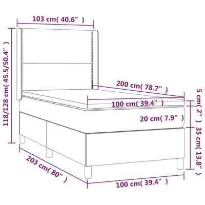 vidaXL Box spring postelja z vzmetnico LED črn 100x200 cm umetno usnje