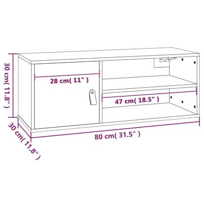 vidaXL Stenska omarica 2 kosa siva 80x30x30 cm trdna borovina