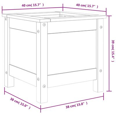 vidaXL Vrtno cvetlično korito belo 40x40x39 cm trdna borovina