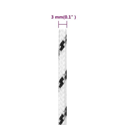 vidaXL Pletena vrv za čoln bela 3 mm x 100 m poliester