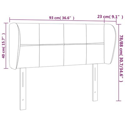 vidaXL Vzglavje z ušesi temno rjavo 93x23x78/88 cm blago