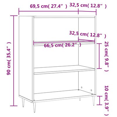 vidaXL Knjižna omara bela 69,5x32,5x90 cm inženirski les