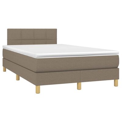 vidaXL Box spring postelja z vzmetnico LED taupe 120x190 cm blago