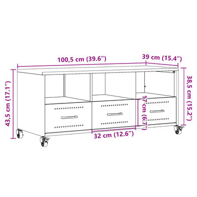 vidaXL TV omarica bela 100,5x39x43,5 cm jeklo