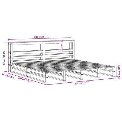 vidaXL Posteljni okvir brez vzmetnice vošč. rjava 200x200 cm borovina