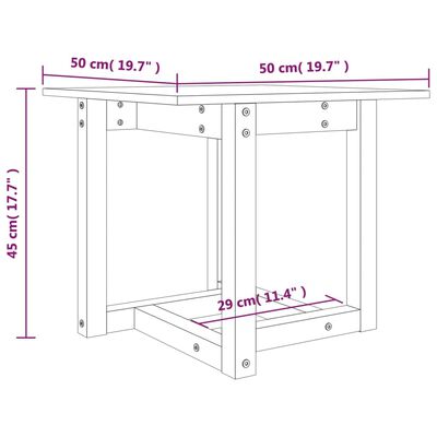 vidaXL Klubska mizica medeno rjava 50x50x45 trdna borovina