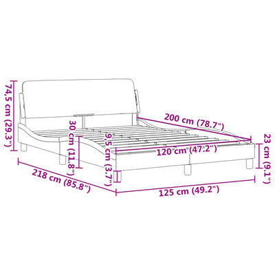 vidaXL Posteljni okvir z vzglavjem brez vzmetnice 120x200 cm blago