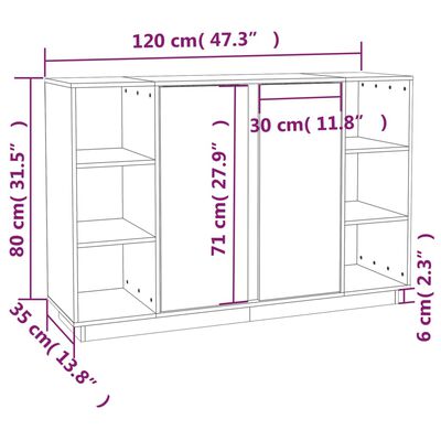 vidaXL Komoda medeno rjava 120x35x80 cm trdna borovina