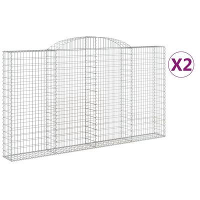 vidaXL Obokane gabion košare 2 kosa 300x30x160/180 cm pocinkano železo