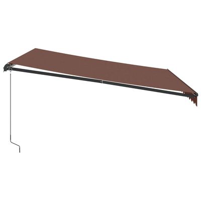 vidaXL Ročno zložljiva tenda LED rjava 400x350 cm