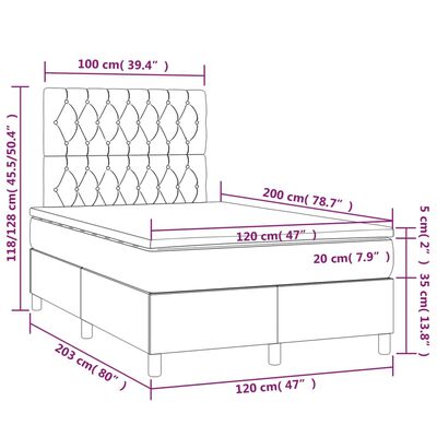 vidaXL Box spring postelja z vzmetnico roza 120x200 cm žamet