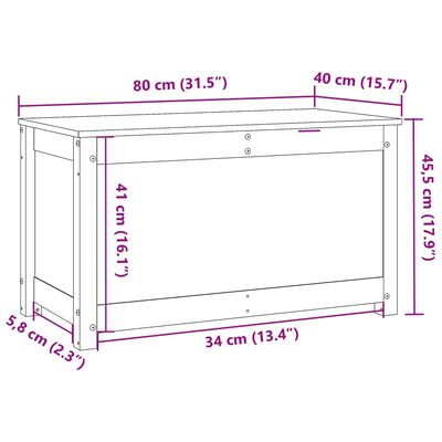 vidaXL Škatla za shranjevanje 80x40x45,5 cm trdna borovina