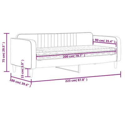 vidaXL Dnevna postelja z vzmetnico črna 90x200 cm žamet