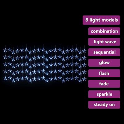 vidaXL LED zavesa z zvezdicami 500 LED lučk modra 8 funkcij