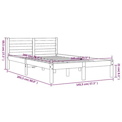 vidaXL Postelja brez vzmetnice voščeno rjava 140x200 cm trdna borovina