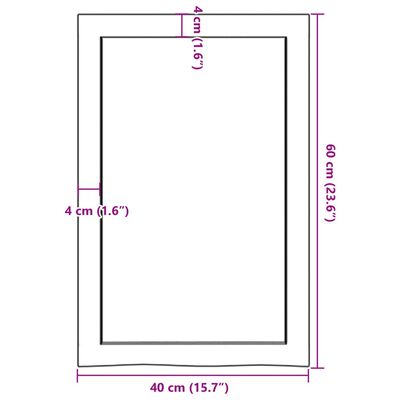 vidaXL Kopalniški pult svetlo rjav 40x60x(2-6) cm obdelan trden les