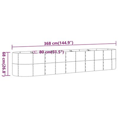 vidaXL Visoka greda iz prašno premazanega jekla 368x80x68 cm rjava