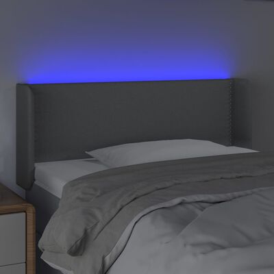 vidaXL LED posteljno vzglavje svetlo sivo 93x16x78/88 cm blago