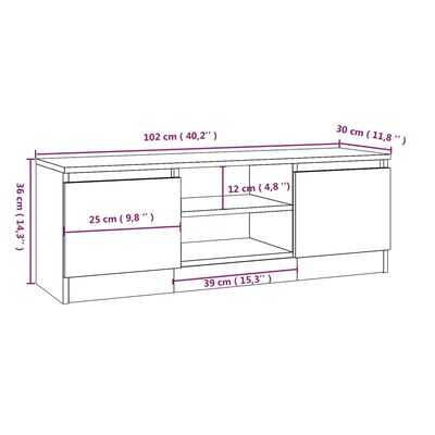 vidaXL TV omarica z vrati bela 102x30x36 cm