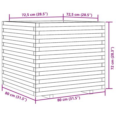 vidaXL Vrtno cvetlično korito 80x80x72 cm impregnirana borovina