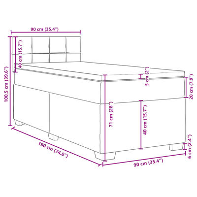 vidaXL Box spring postelja z vzmetnico črn 90x190 cm blago