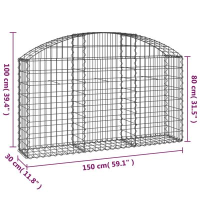 vidaXL Obokana gabionska košara 150x30x80/100 cm pocinkano železo