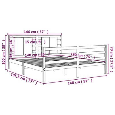 vidaXL Posteljni okvir bel iz trdne borovine 140x190 cm