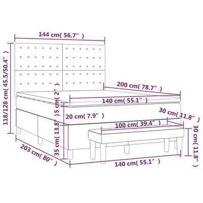 vidaXL Box spring postelja z vzmetnico črna 140x200 cm blago