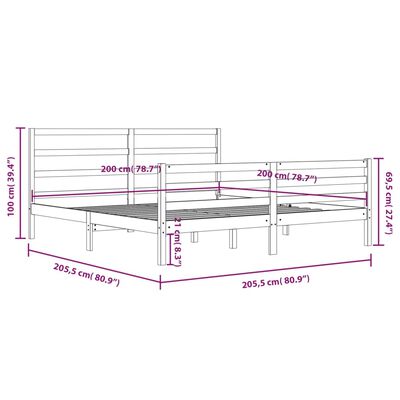 vidaXL Posteljni okvir medeno rjav iz trdne borovine 200x200 cm