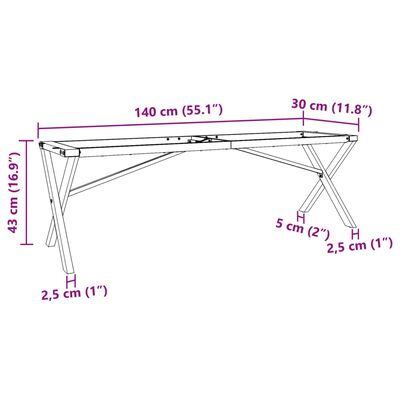 vidaXL Noge za klubsko mizico X-okvir 140x30x43 cm lito železo