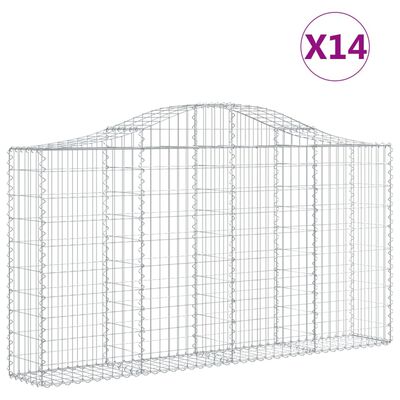 vidaXL Obokane gabion košare 14kosov 200x30x100/120cm pocinkano železo