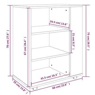 vidaXL Omarica na kolesih dimljeni hrast 60x35x75 cm konstruiran les